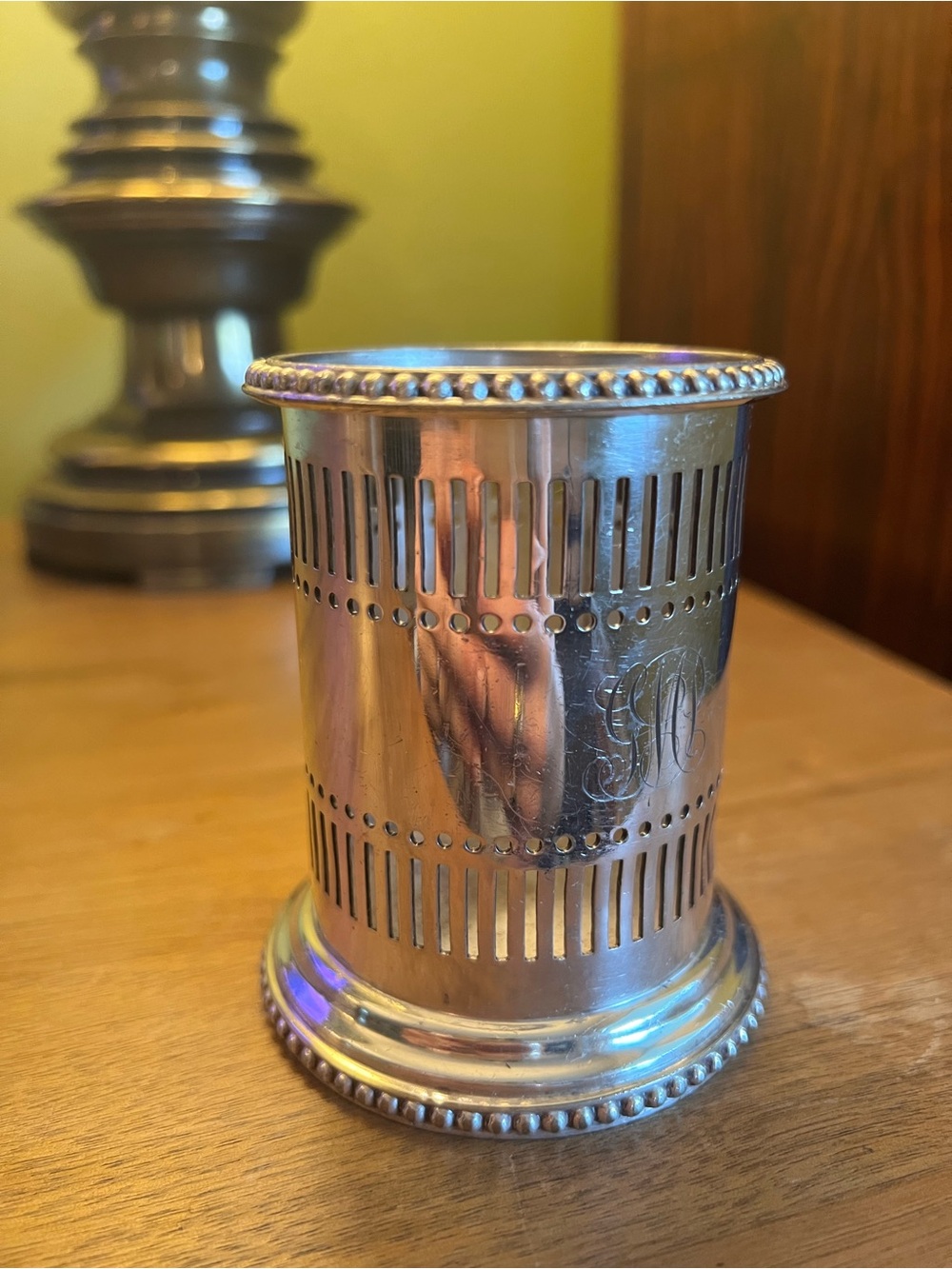 Antique Tiffany & Co. sterling silver pierced cup/holder